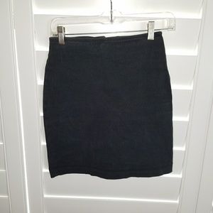 Simple black denim mini skirt